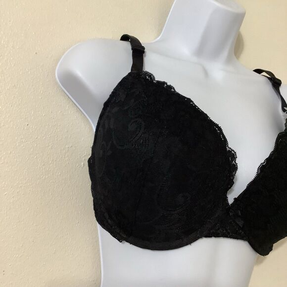 New with Tags Dellyo Black Lace Padded Bra 36DDD Gothic Dark Romantic Feminine - Picture 2 of 7